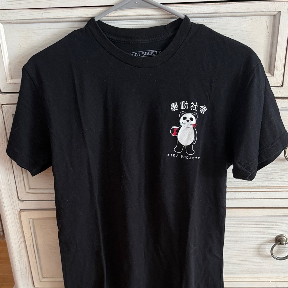 Riot Society Black Tee with Panda Design